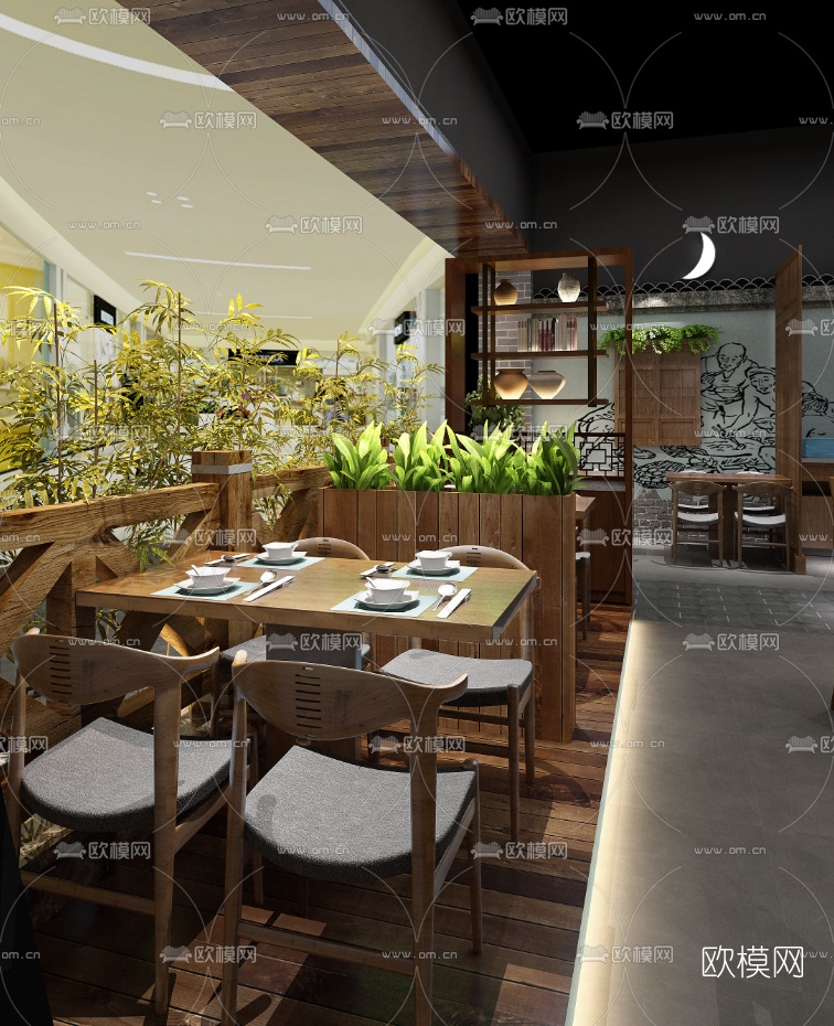 中式餐厅免费3d模型下载（渲染图3）