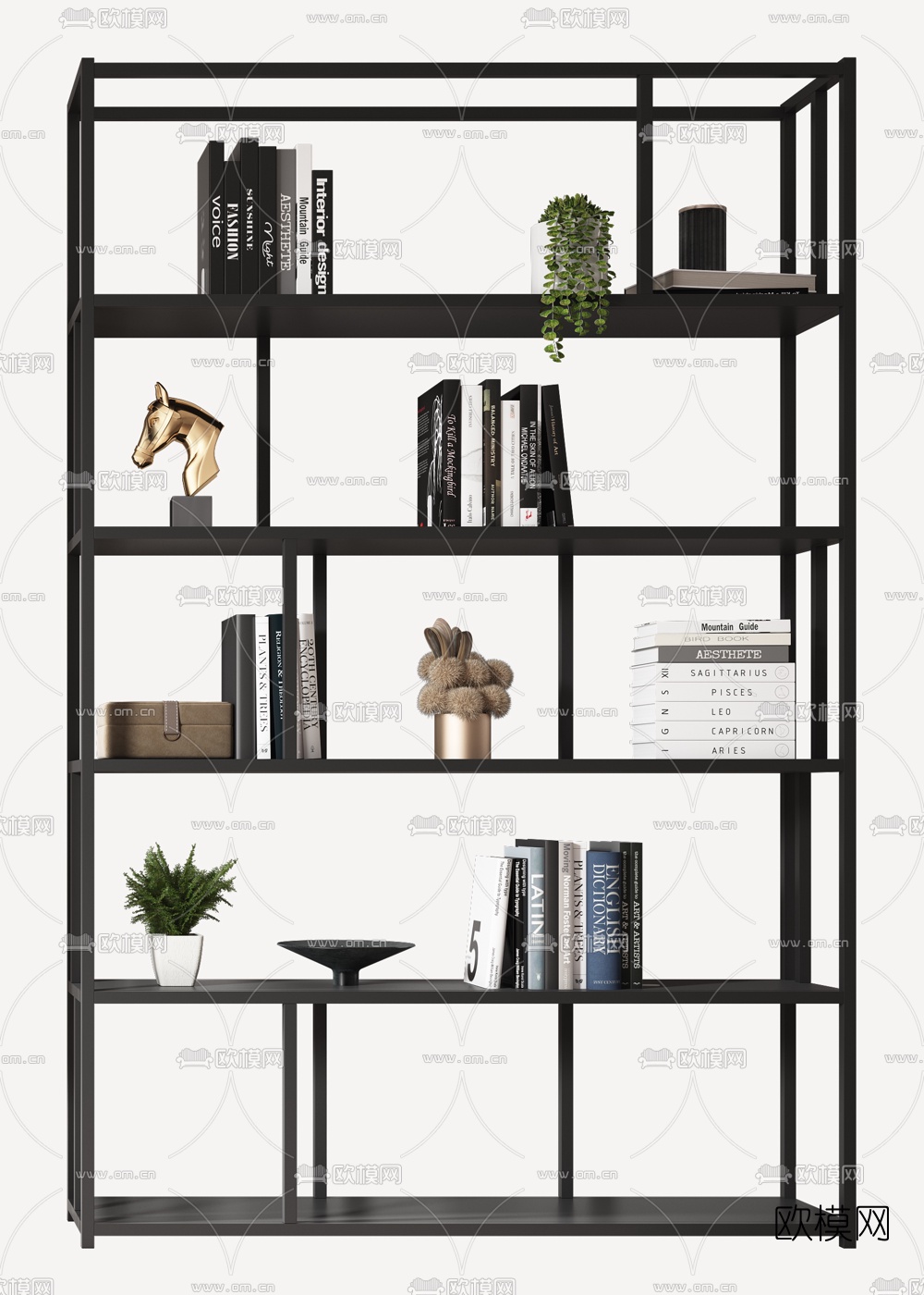 现代轻奢金属装饰架3d模型下载（渲染图3）