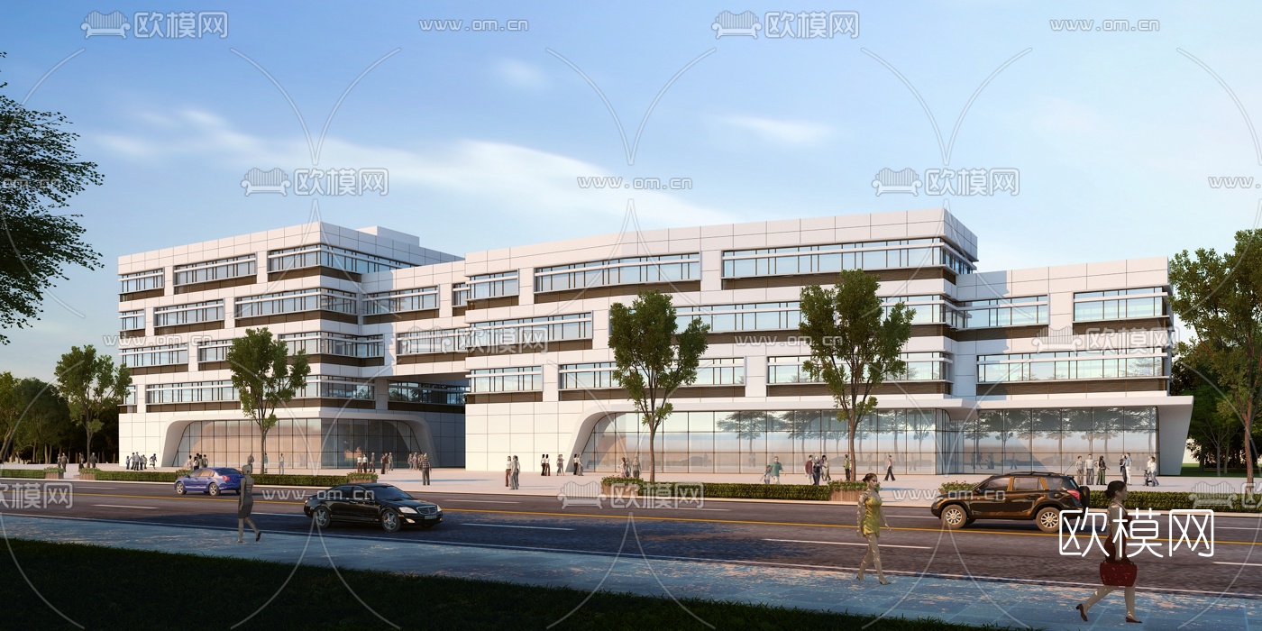 现代办公楼外观3d模型