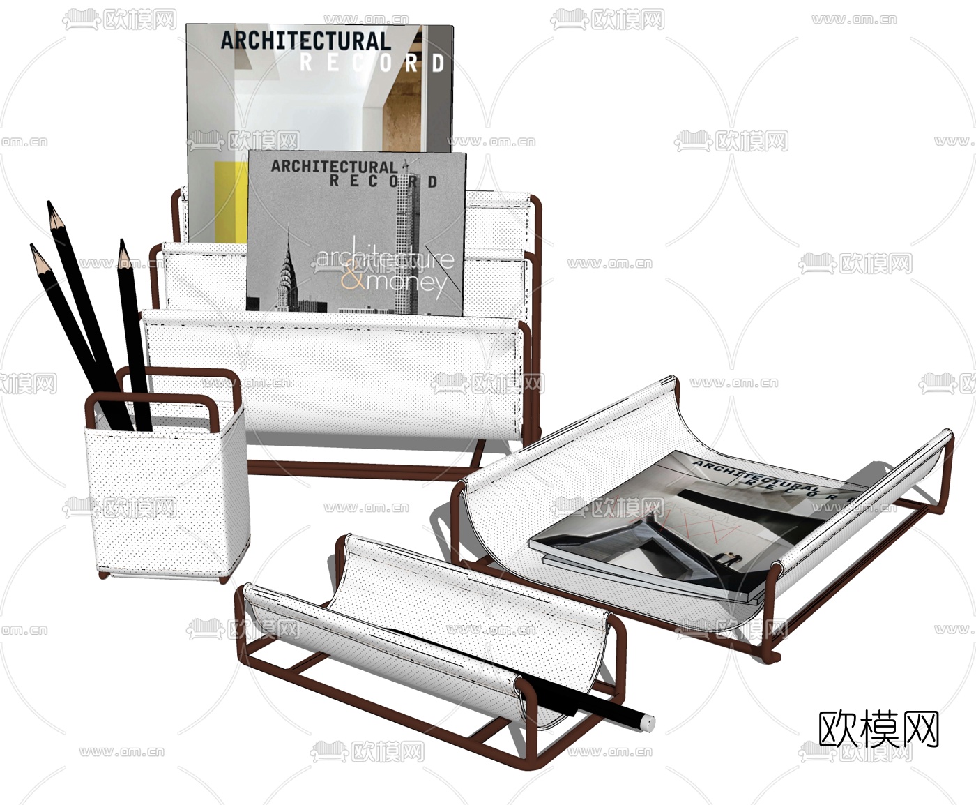 现代办公用具su模型下载