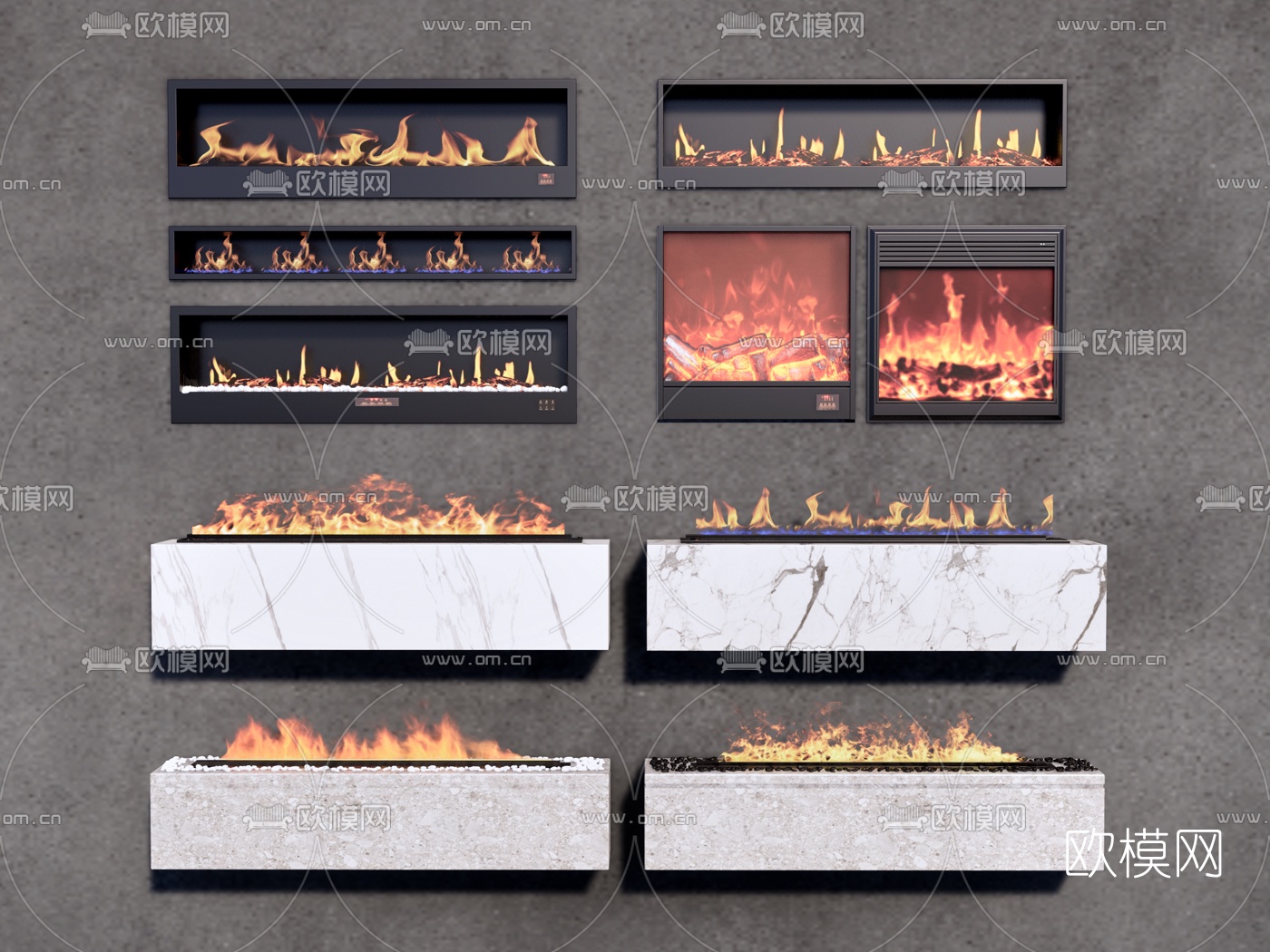 现代壁炉su模型下载（渲染图2）