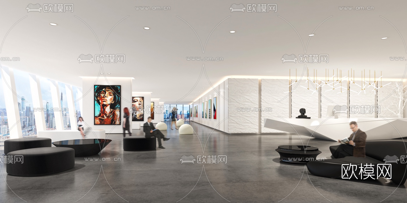 现代美术馆画廊3d模型下载