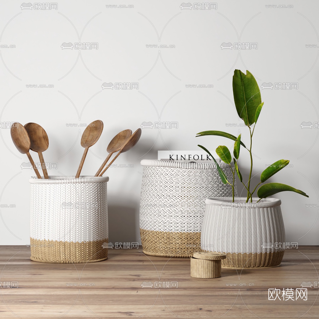 自然风竹编收纳筐3d模型