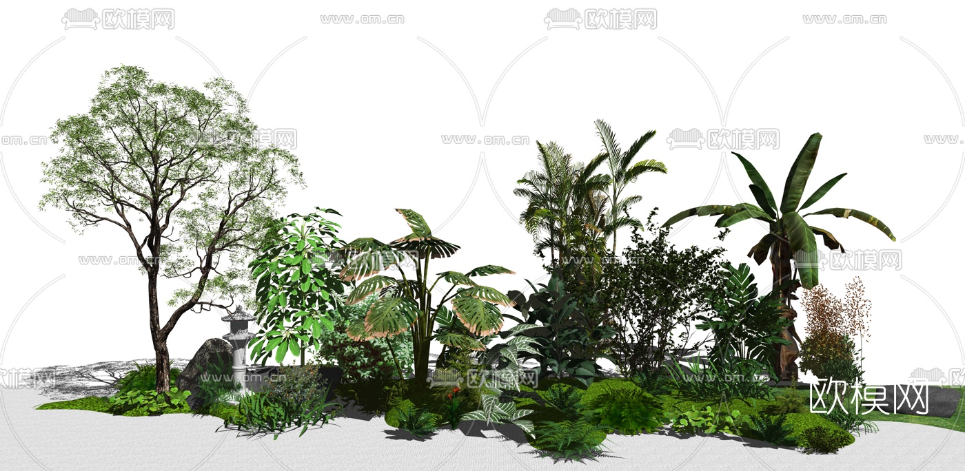 现代芭蕉树景观树su模型下载