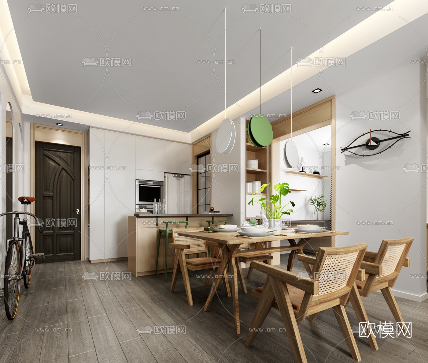北欧简约公寓客厅餐厅3d模型