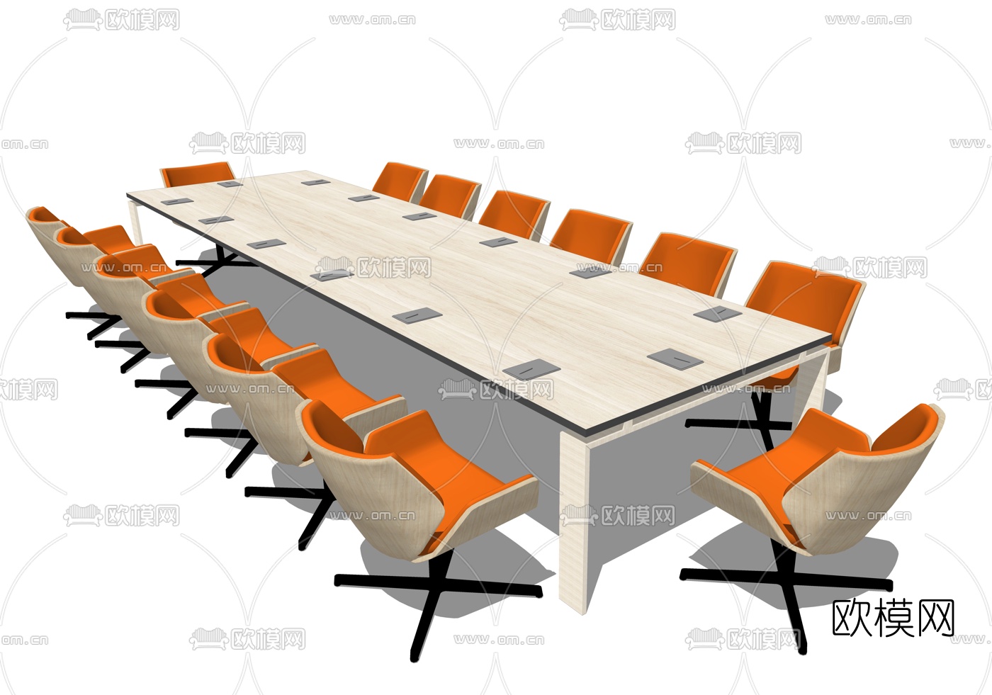 现代会议桌椅su模型下载