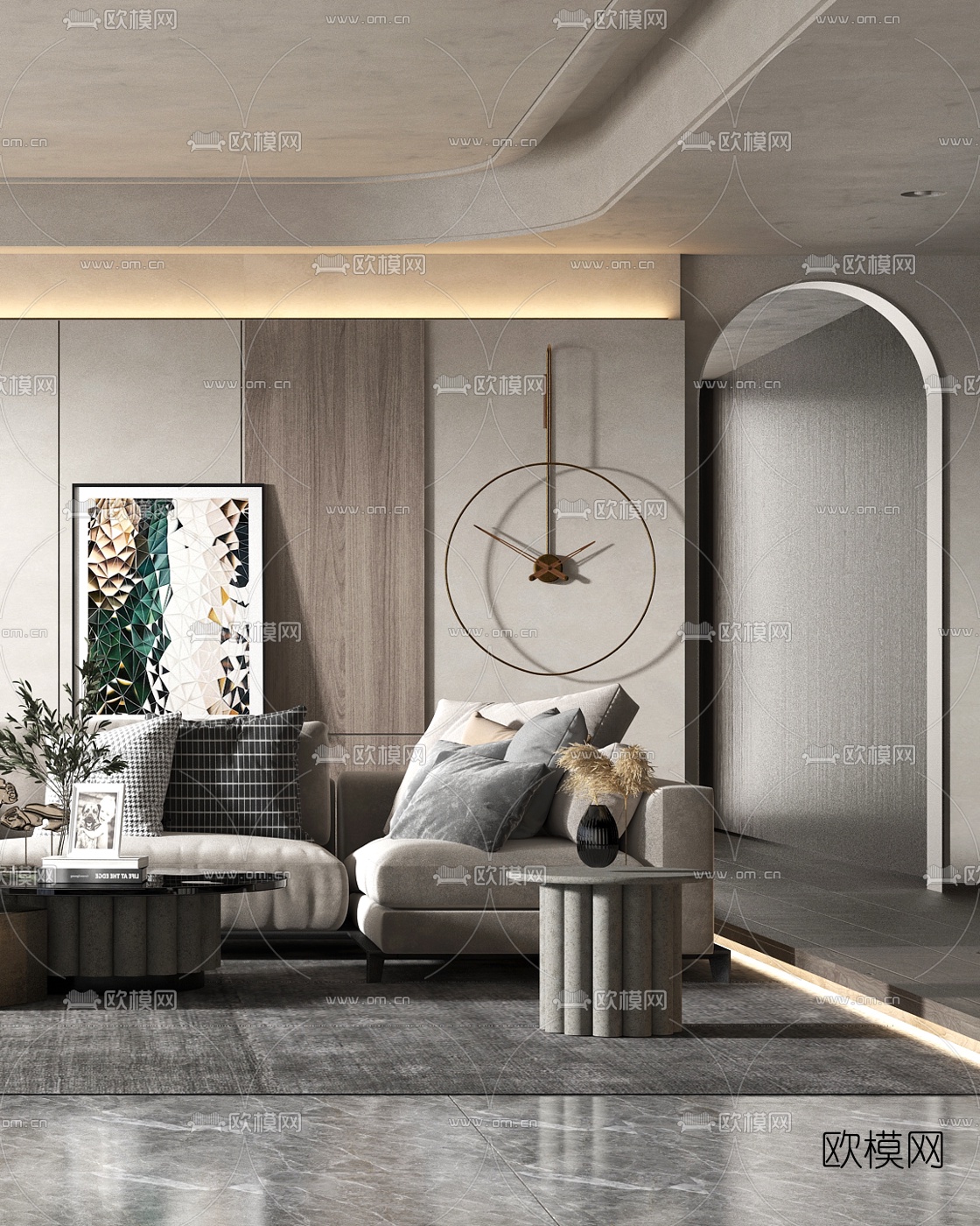 现代布艺沙发组合3d模型