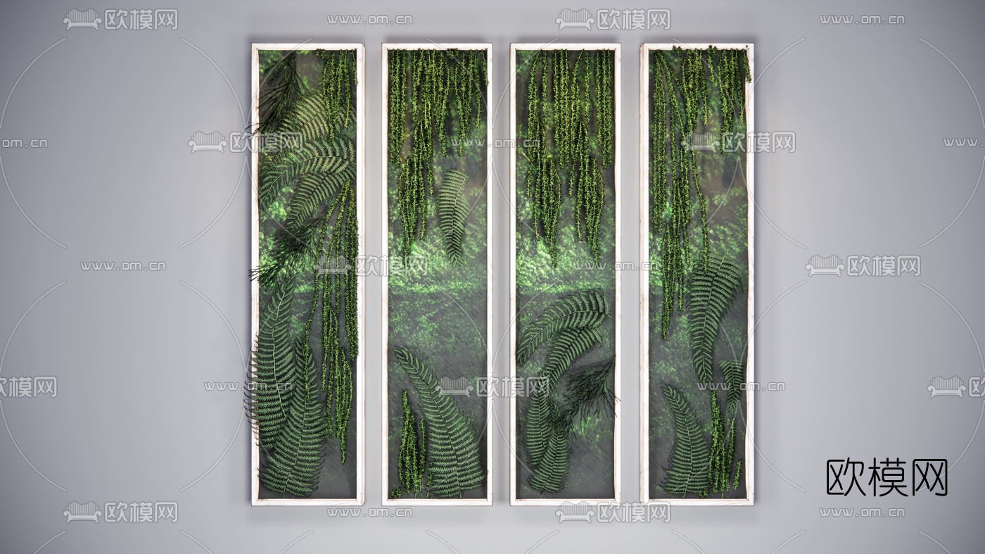 现代植物墙su模型下载（渲染图2）