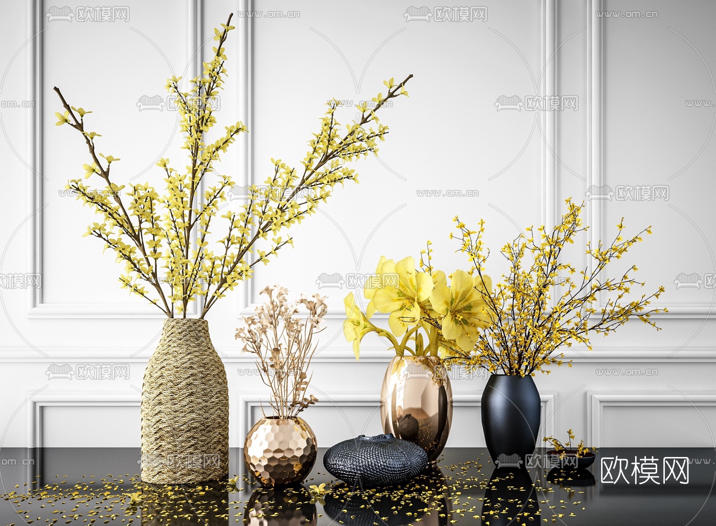 现代花瓶花艺插花3d模型