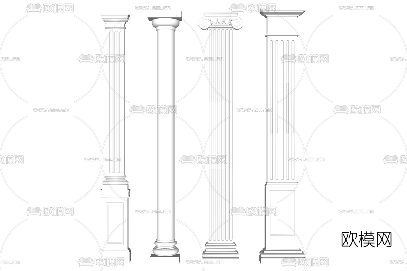 欧式罗马柱su模型下载