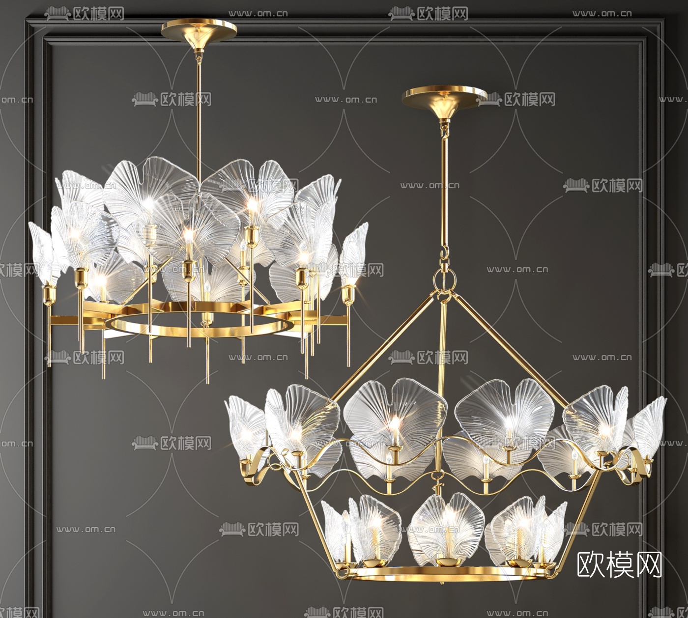 现代轻奢水晶吊灯3d模型下载