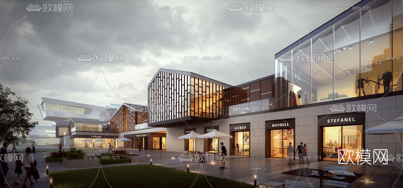 现代商业街su模型下载（渲染图5）