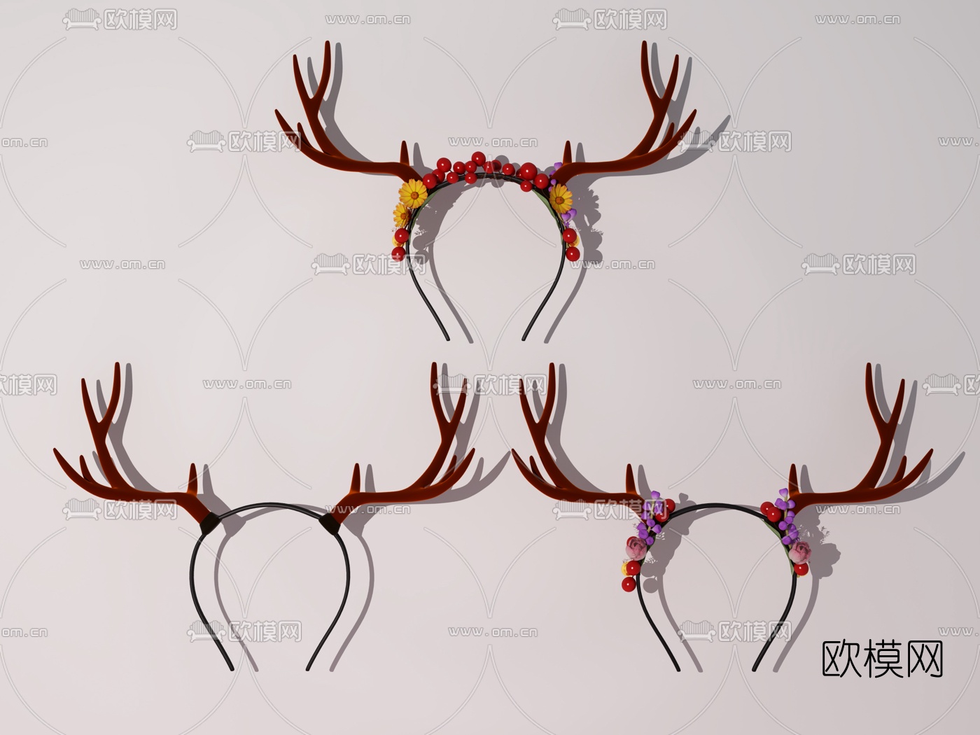 现代圣诞麋鹿发卡头饰3d模型下载