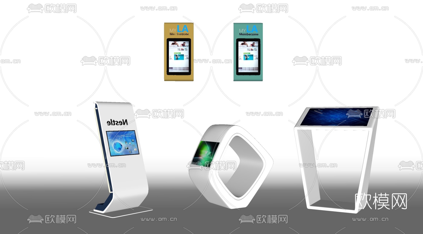 现代排号机导购机su模型下载（渲染图2）