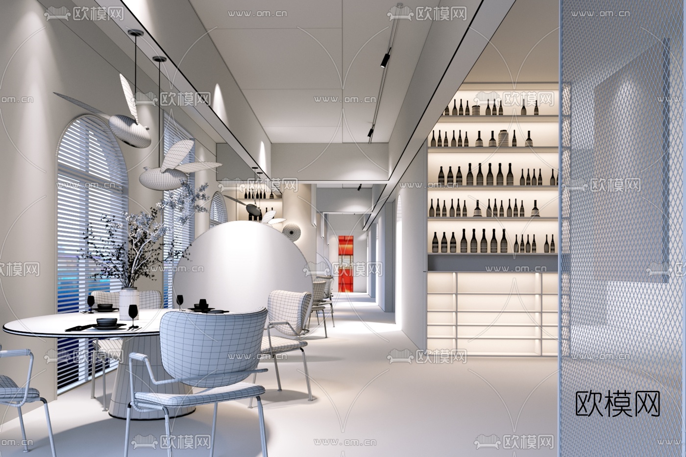 现代音乐餐吧酒吧3d模型