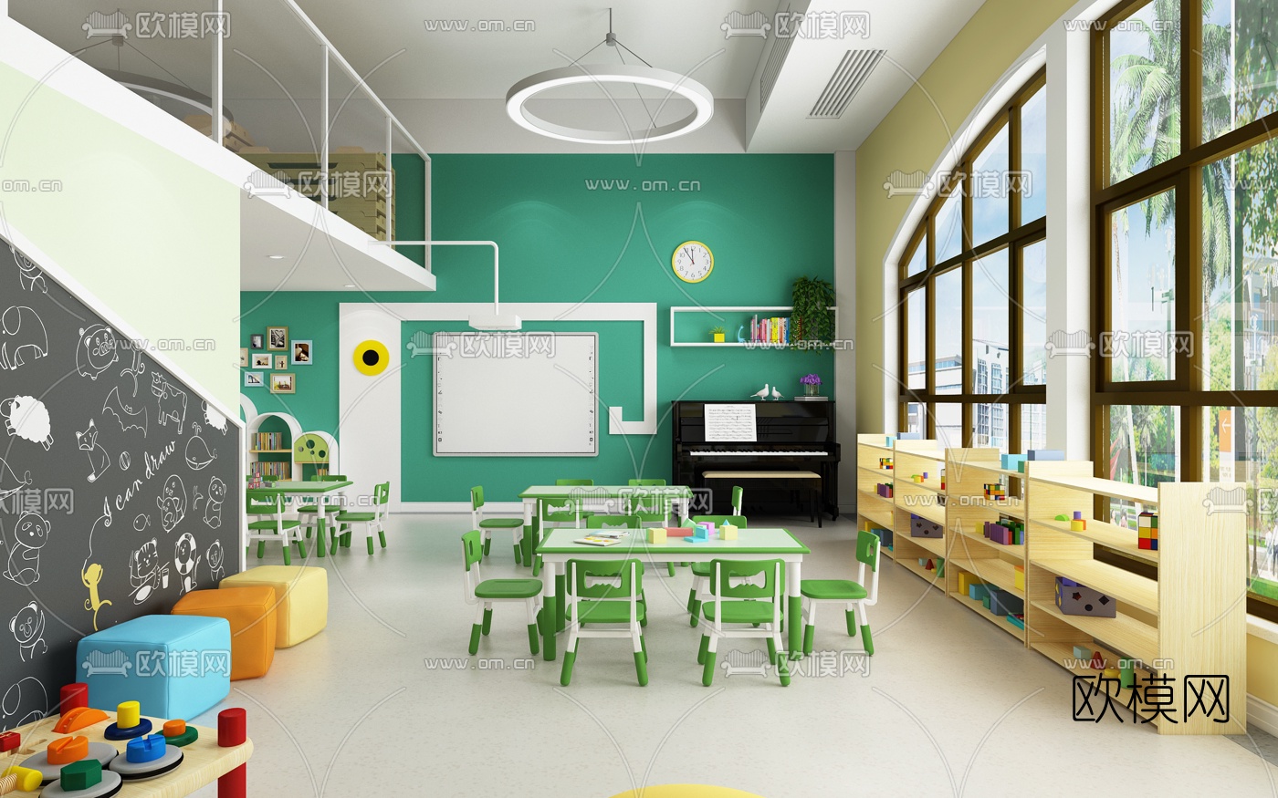 现代复式幼儿园3d模型