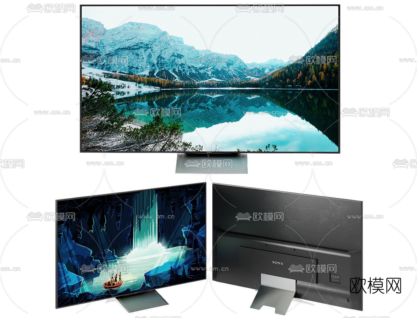 现代索尼XD94平板电视机3d模型下载（渲染图1）
