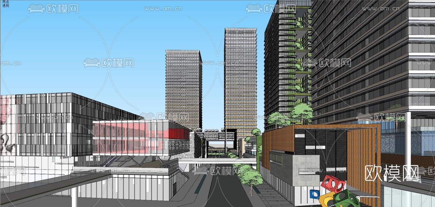 现代办公园区鸟瞰su模型下载（渲染图7）