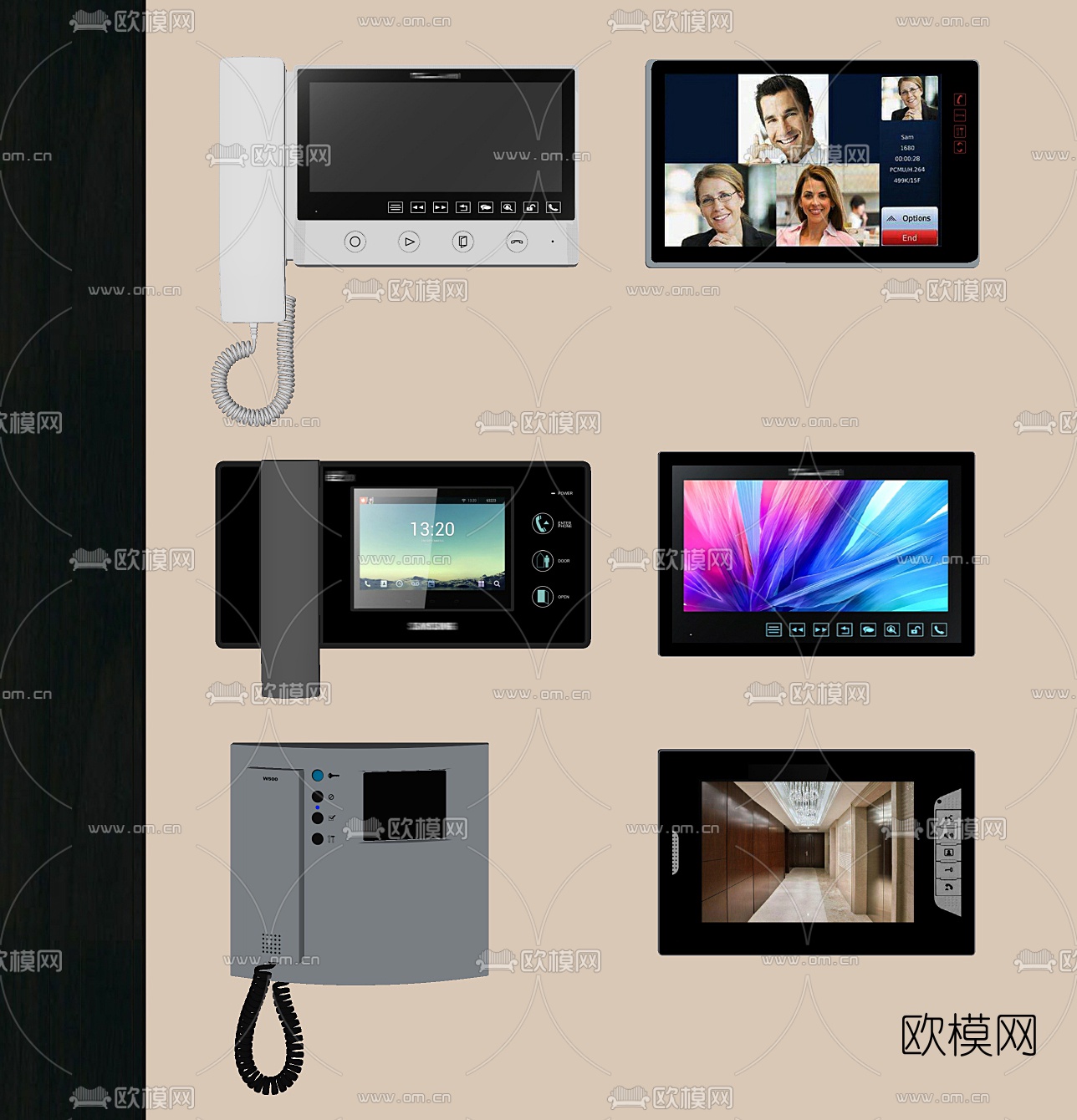 现代可视对讲门铃su模型下载（渲染图2）