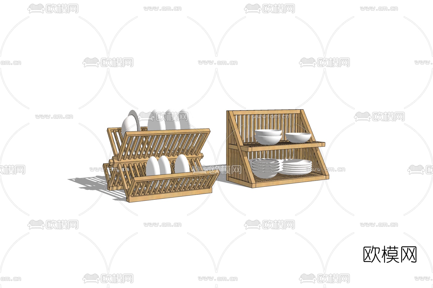 现代原木碗架免费su模型下载