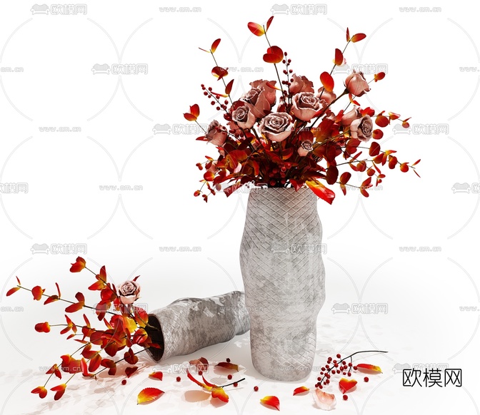 现代花卉花艺花瓶3d模型下载