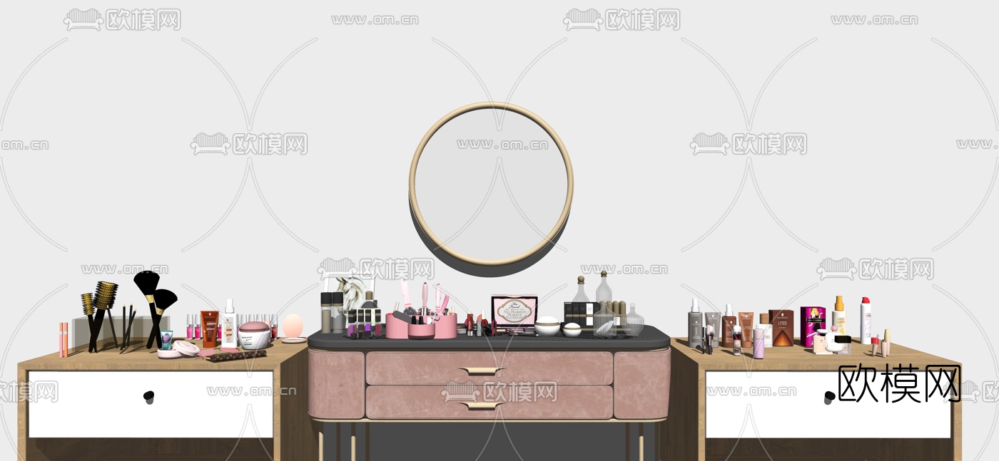 现代梳妆台su模型下载