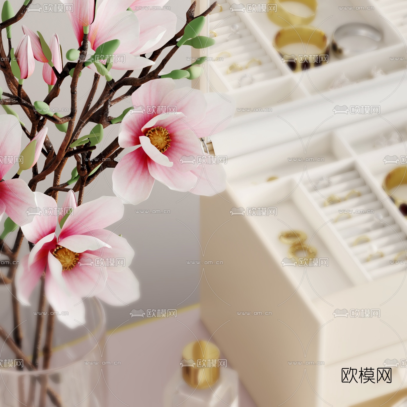 现代首饰珠宝香水摆件3d模型下载（渲染图4）