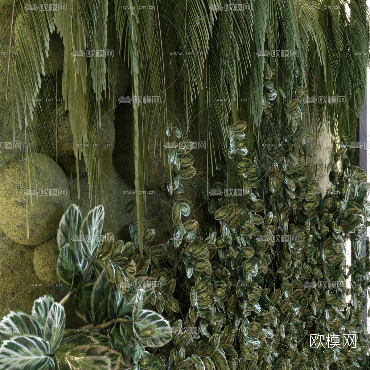 现代绿植植物墙3d模型