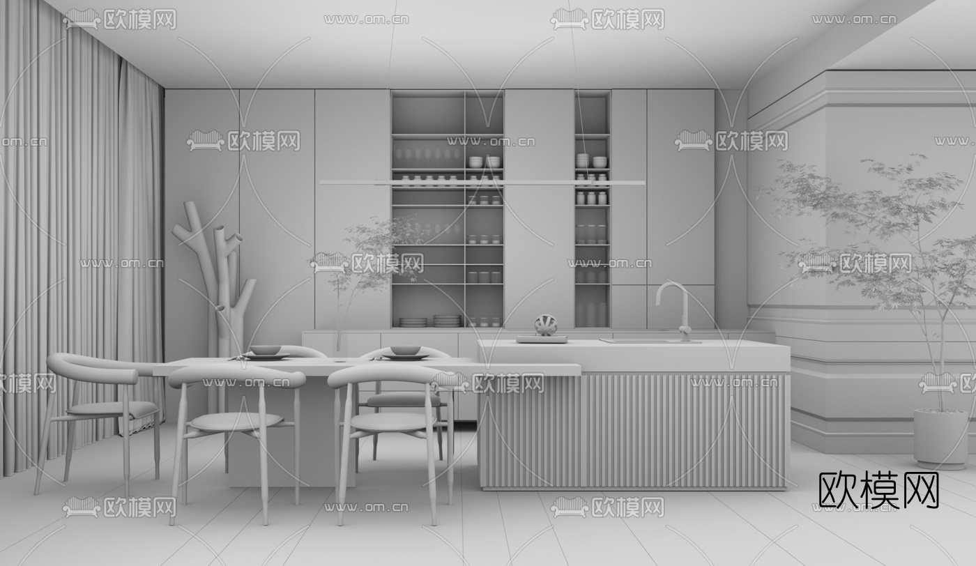 现代餐厅su模型