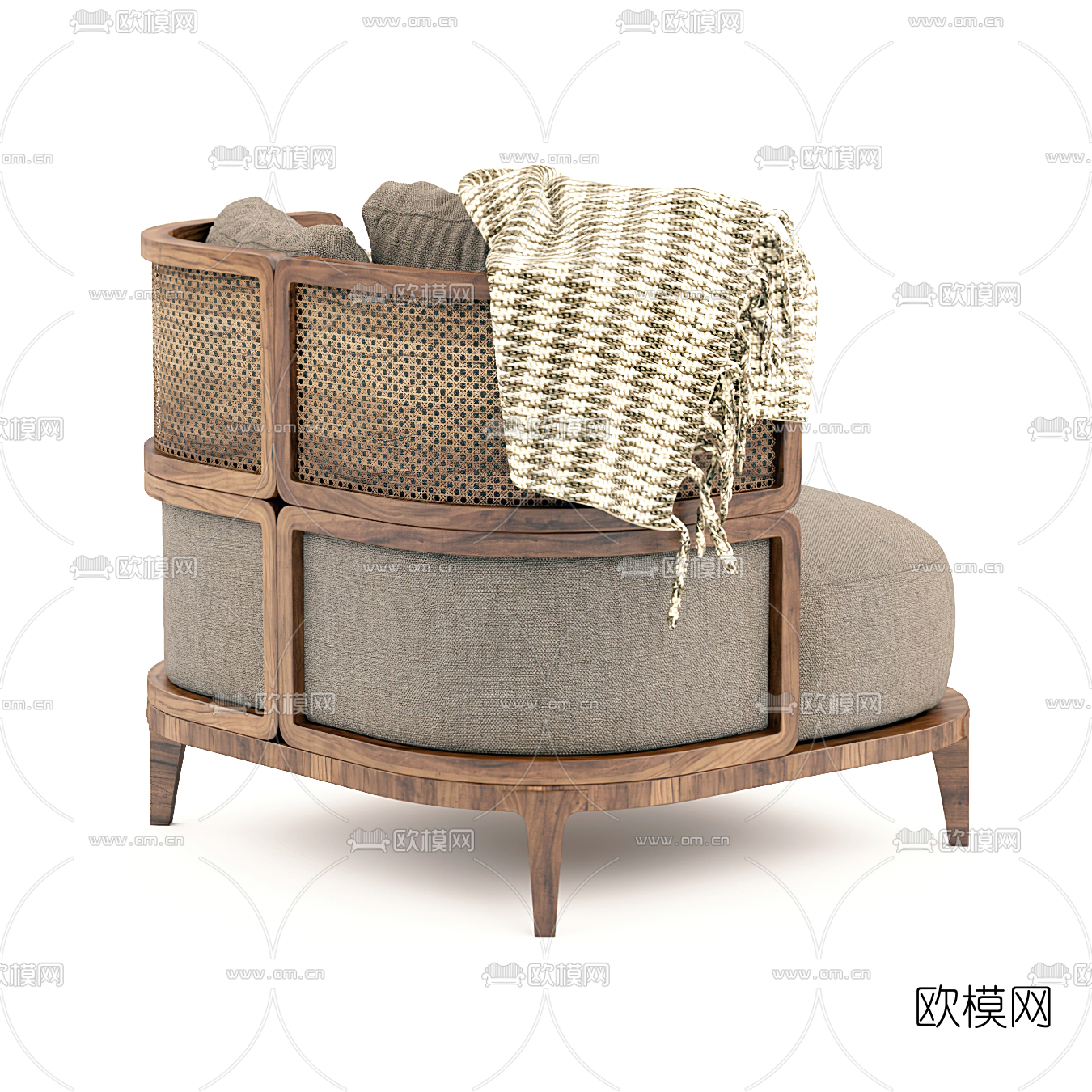 北欧布艺单人沙发3d模型