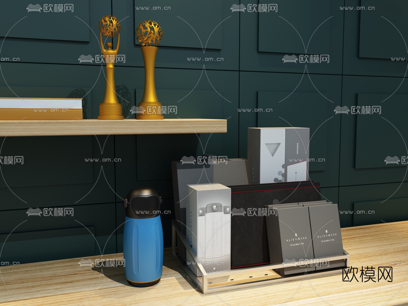现代奖杯文件收纳架3d模型
