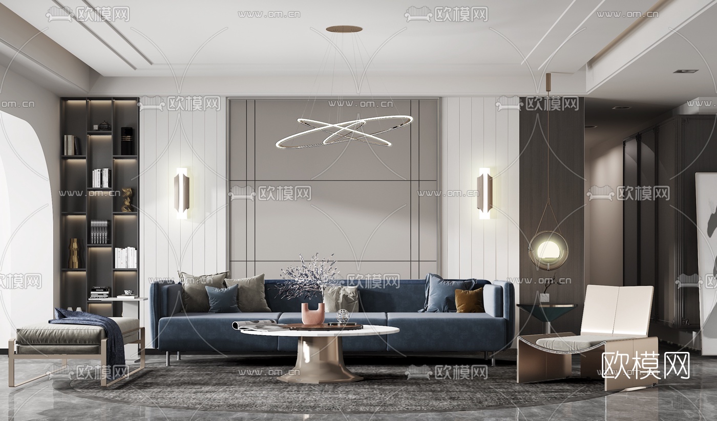 现代布艺沙发组合3d模型
