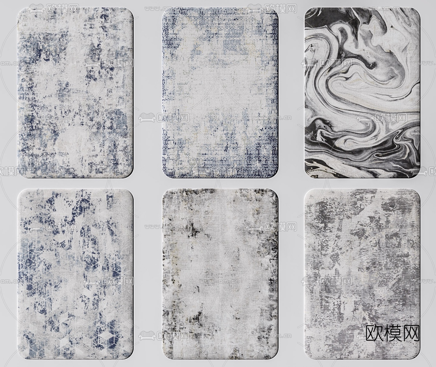 现代布艺方形地毯3d模型下载