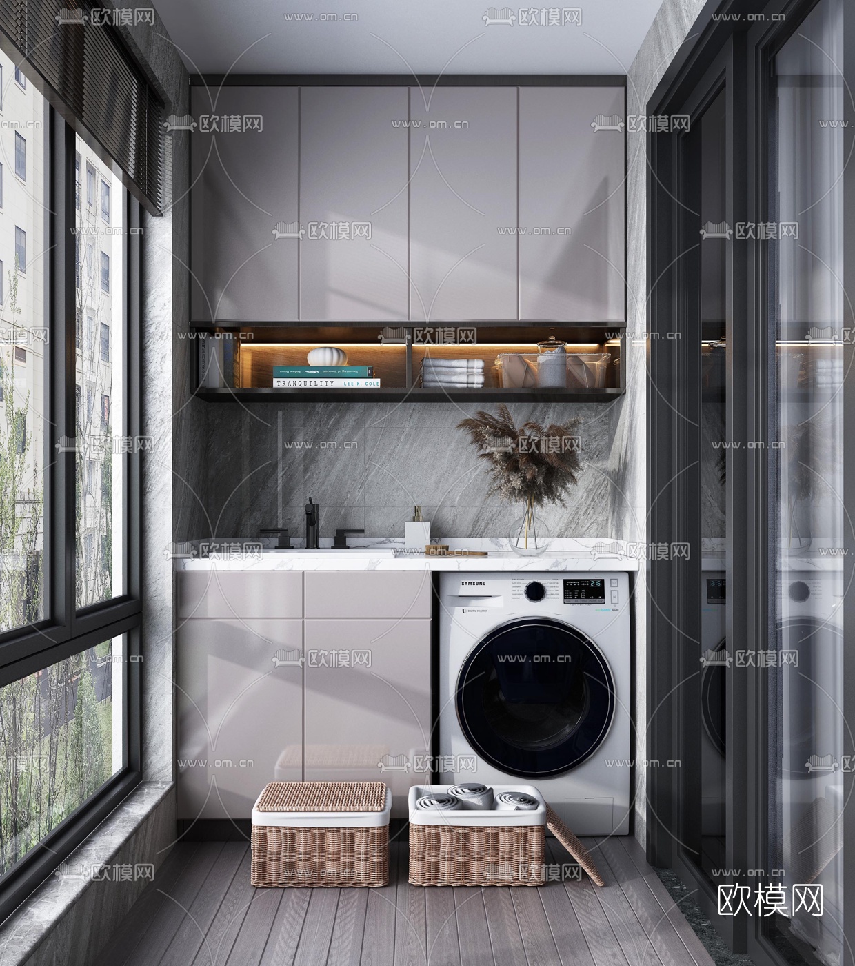 现代阳台洗衣房3d模型下载（渲染图1）