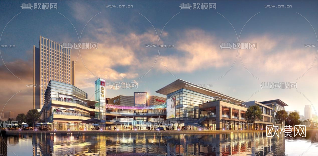现代商业街su模型