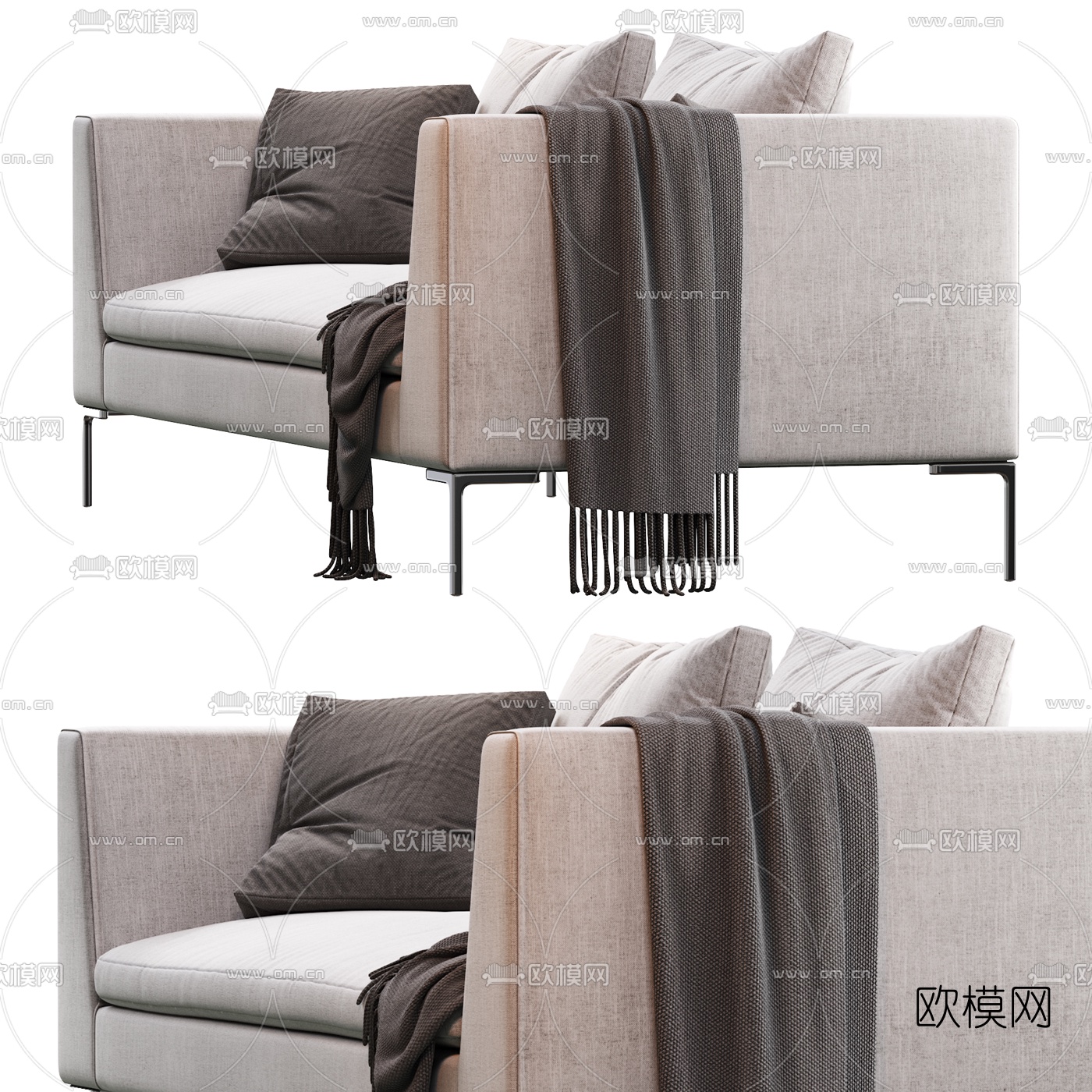 现代布艺双人沙发3d模型