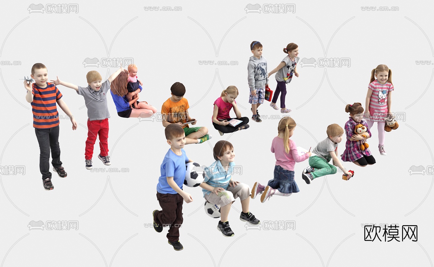 欧式儿童人物3d模型下载（渲染图3）