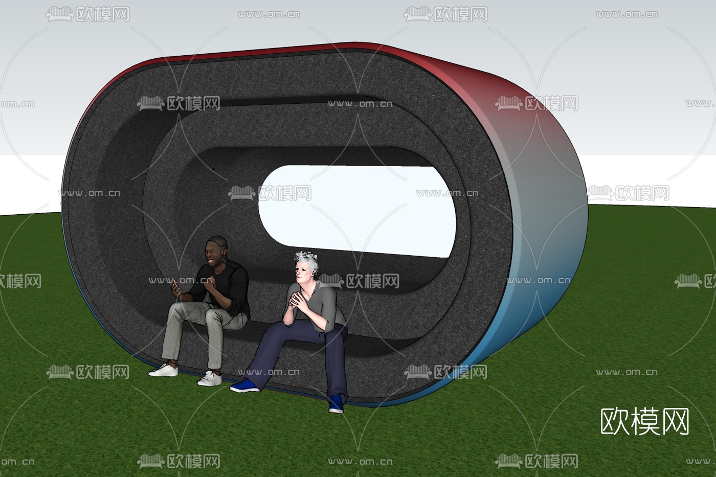 现代实木公用椅免费su模型下载