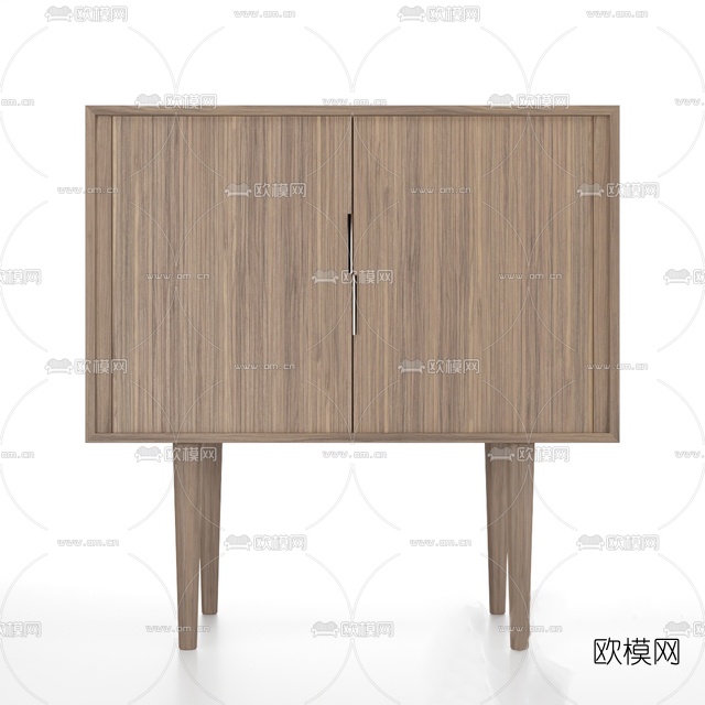 北欧原木边柜免费3d模型