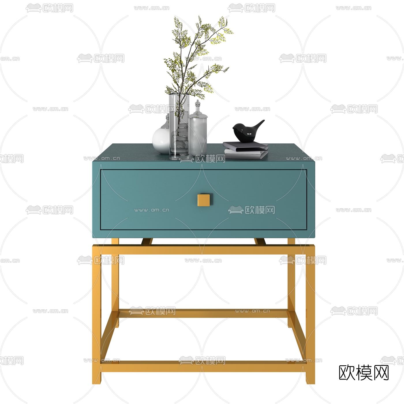 现代轻奢方形床头柜3d模型