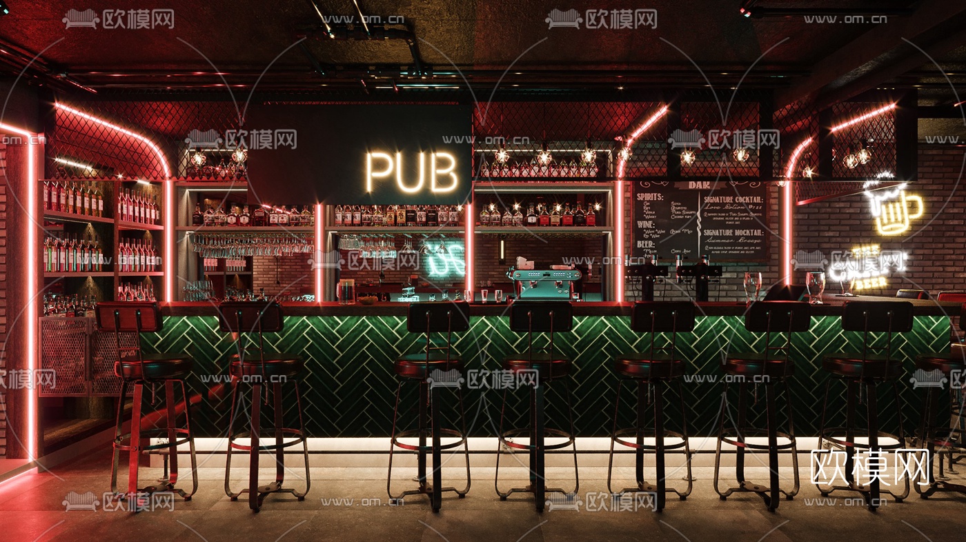工业风酒吧水吧3d模型