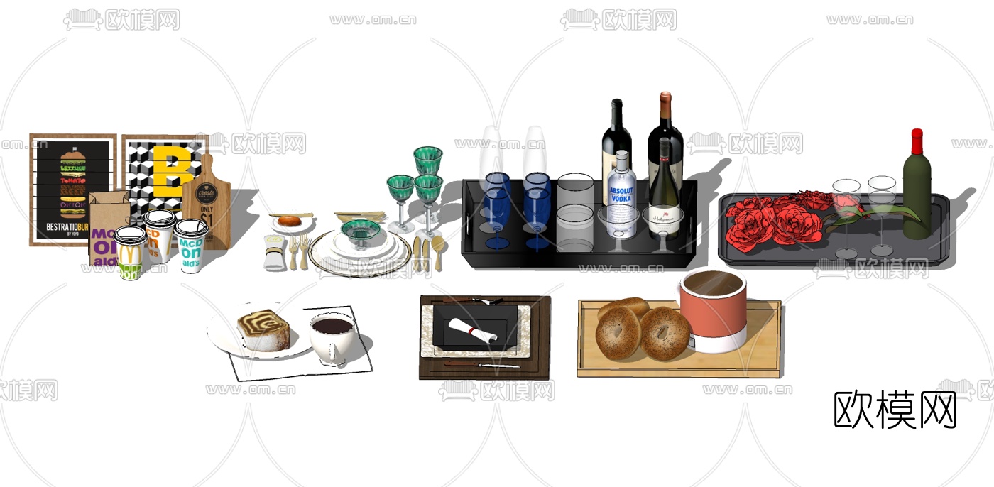 现代蛋糕甜品su模型下载