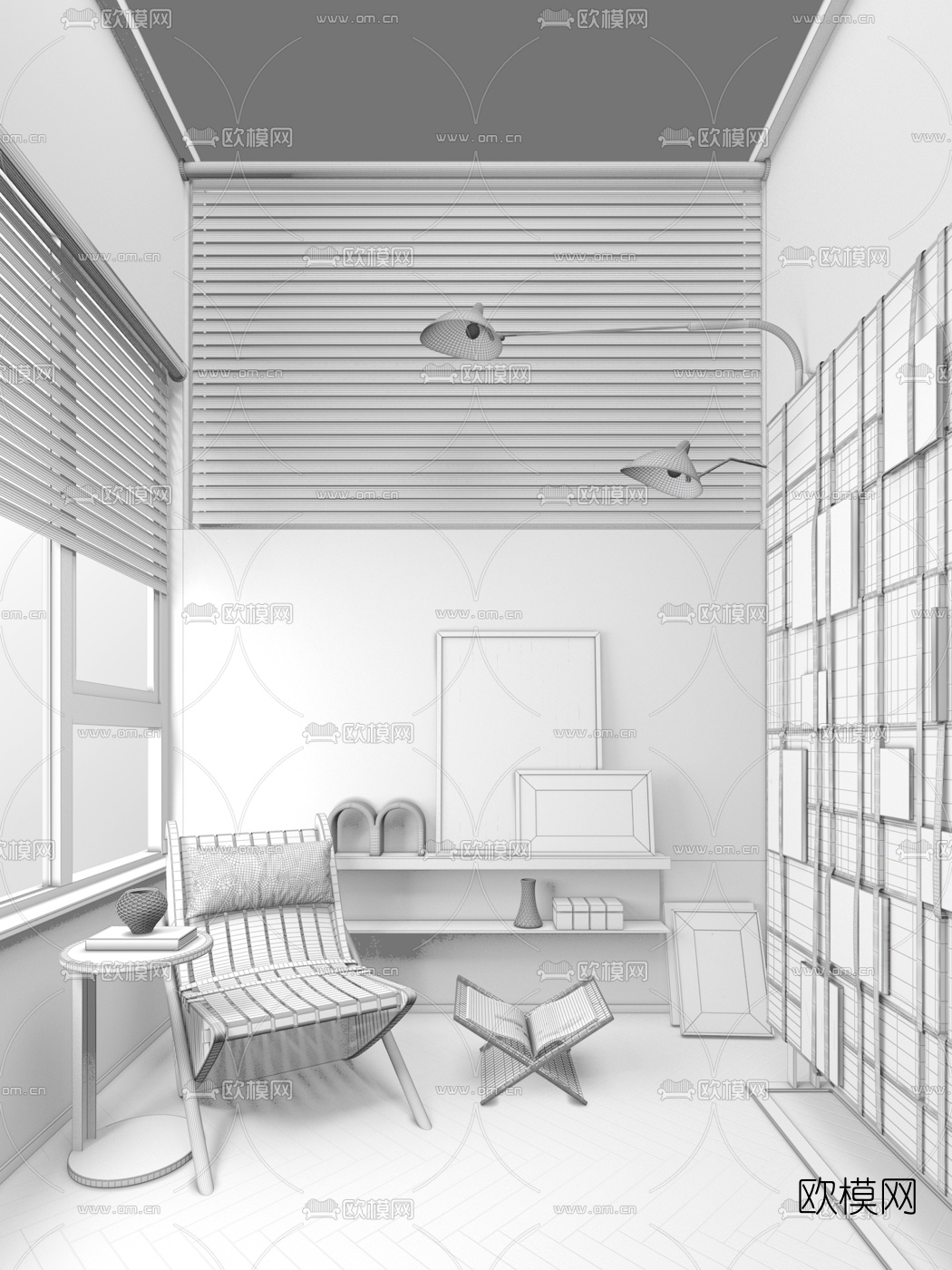 伶居设计 现代休息室3d模型下载（渲染图2）