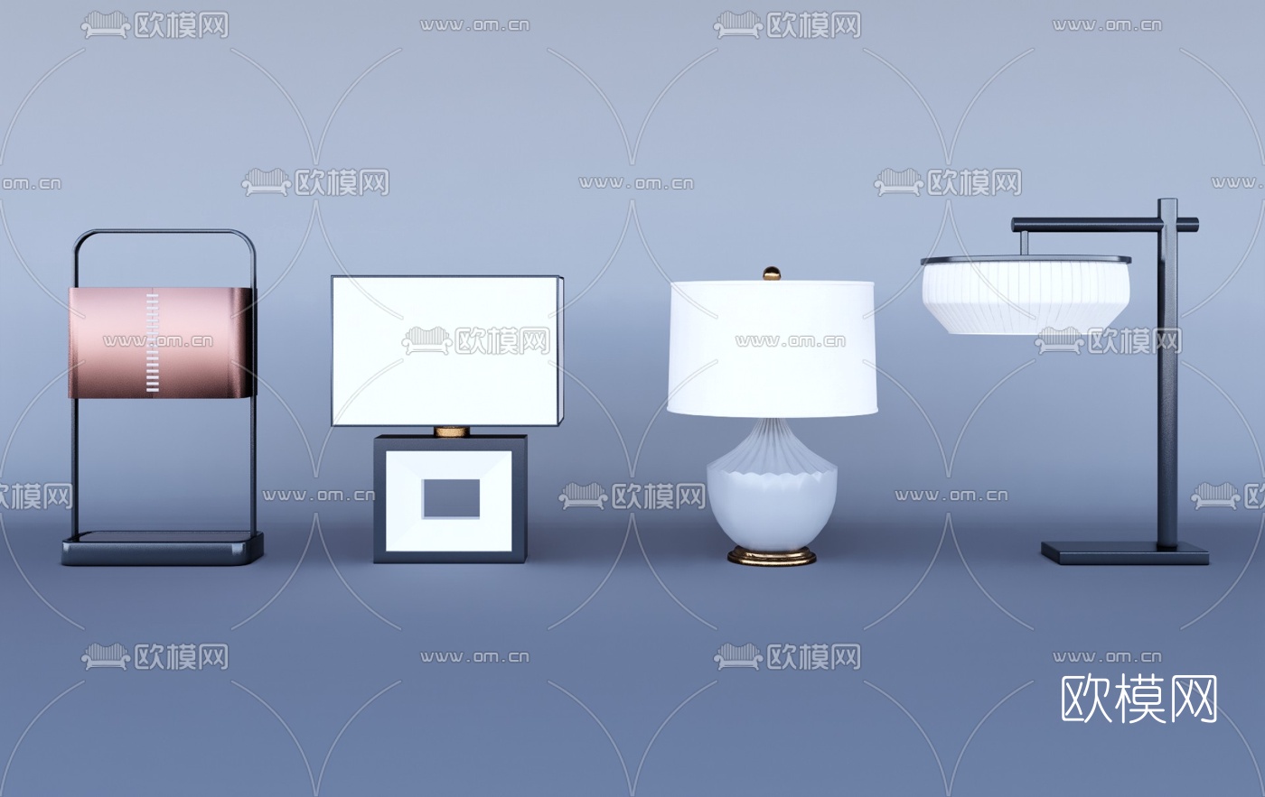 新中式金属台灯su模型下载（渲染图1）