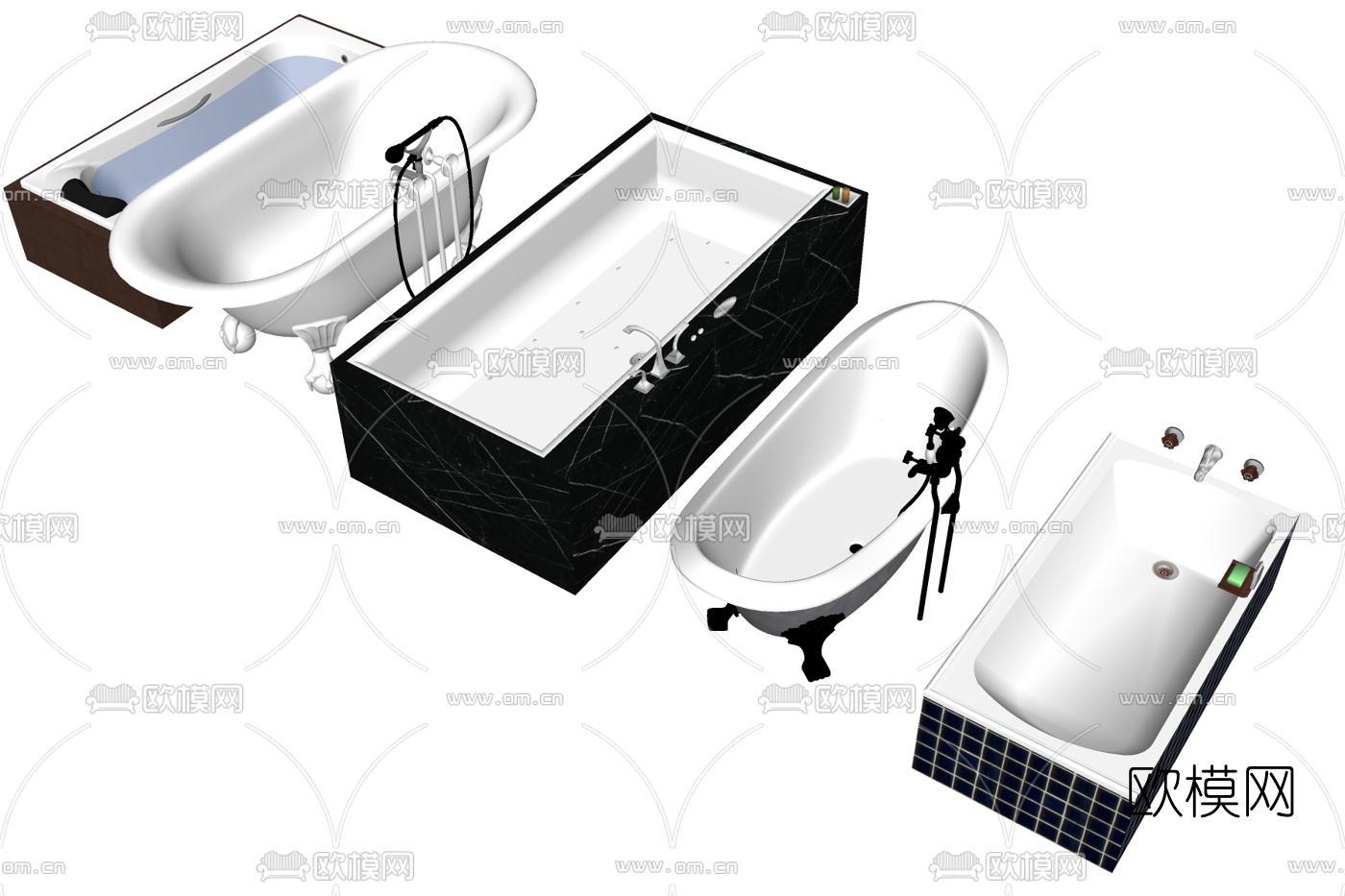 现代浴缸su模型下载