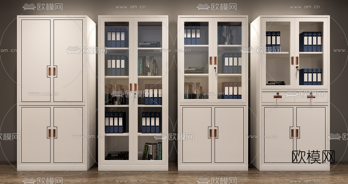 新中式办公文件柜su模型下载（渲染图1）