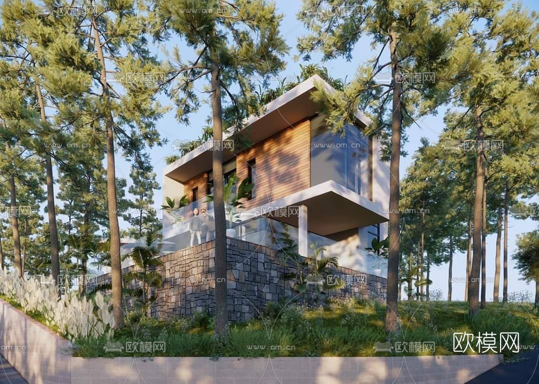 现代度假村别墅建筑su模型下载（渲染图1）