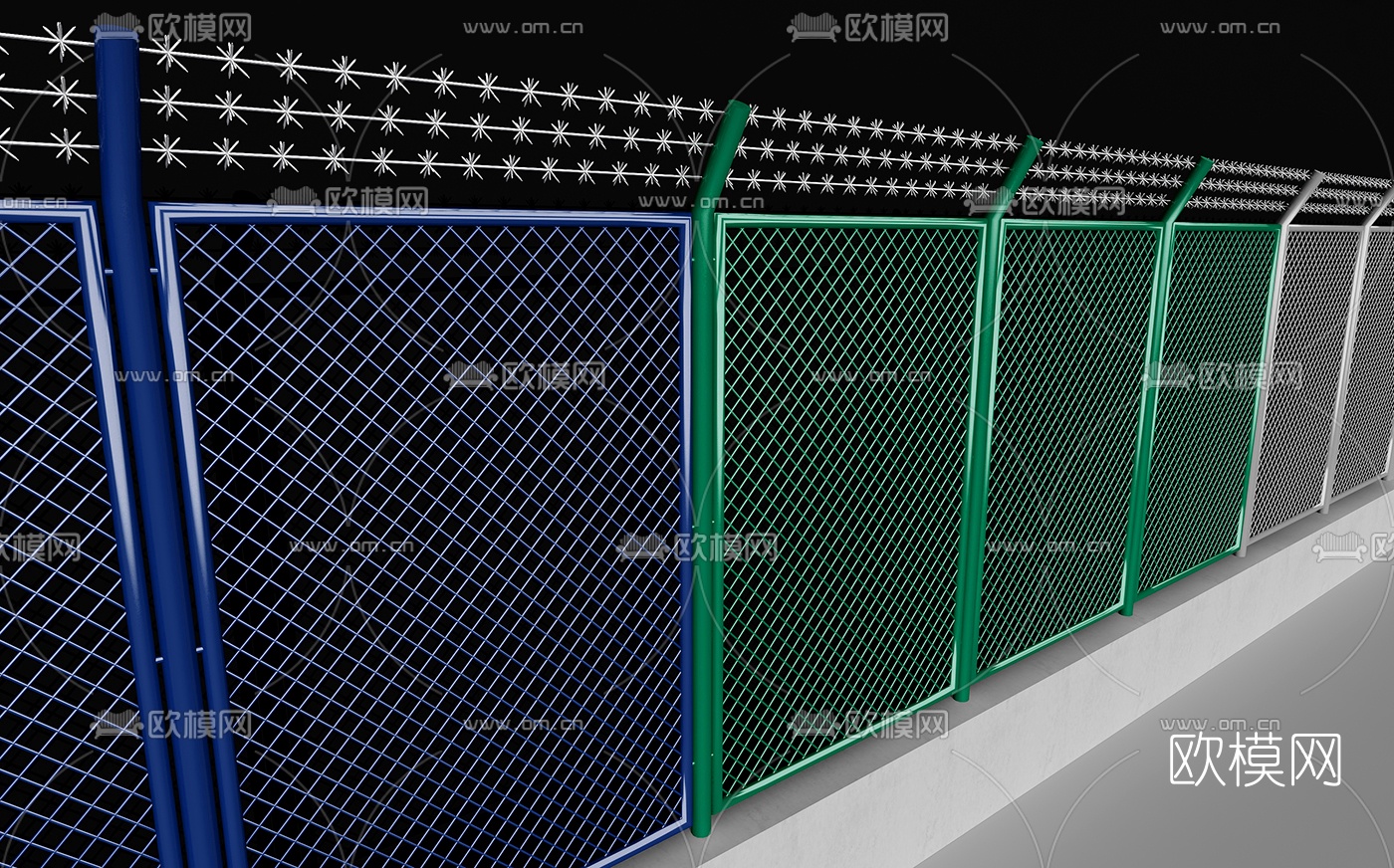 现代铁艺围栏3d模型