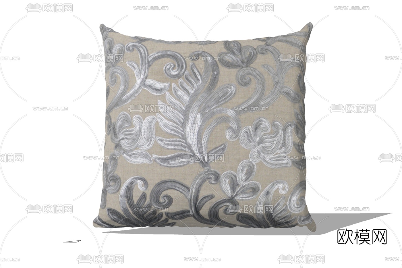 现代刺绣布艺抱枕免费su模型下载
