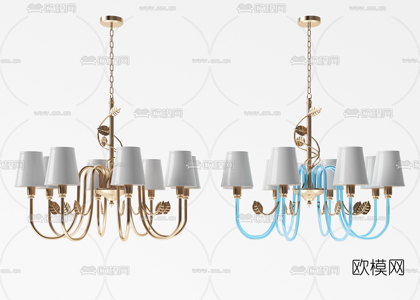 现代树叶多头吊灯3d模型下载